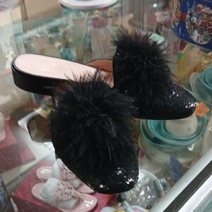 Kate Spade Black Glamorous Fur Mules